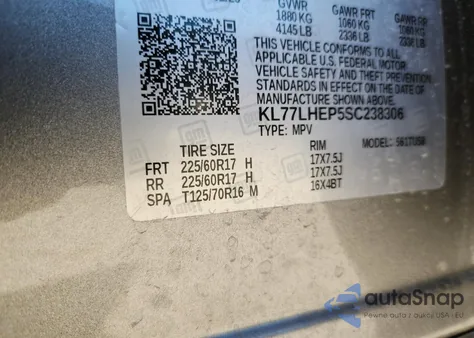 2025 Chevrolet Trax 1Lt from USA, damaged, VIN KL77LHEP5SC238306